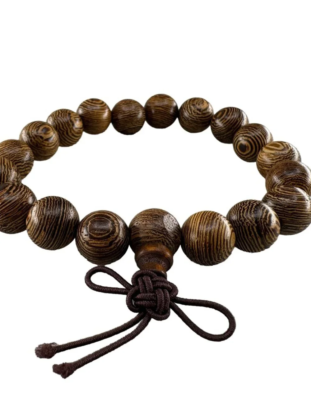 Natural Chicken Wing Wood Bead Bracelet 10mmx19 Partridge Wood Mala 9.2g
